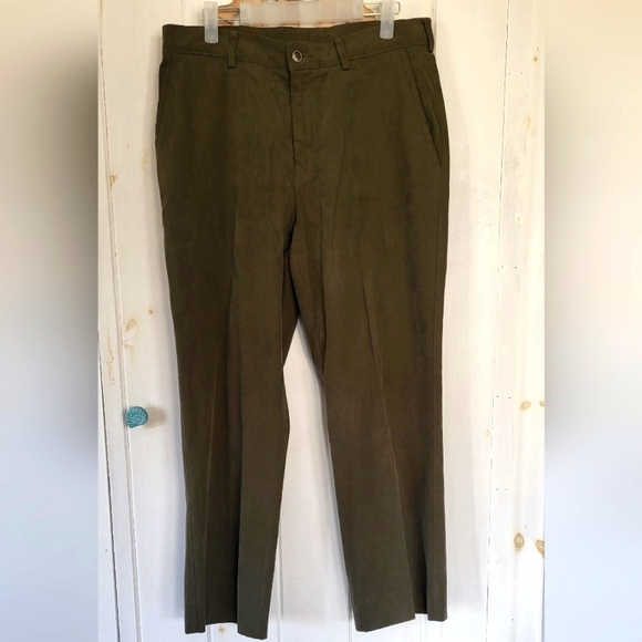 Tory Richard Honolulu Tencel Cotton Army Green Dress Pants - Picture 1 of 9